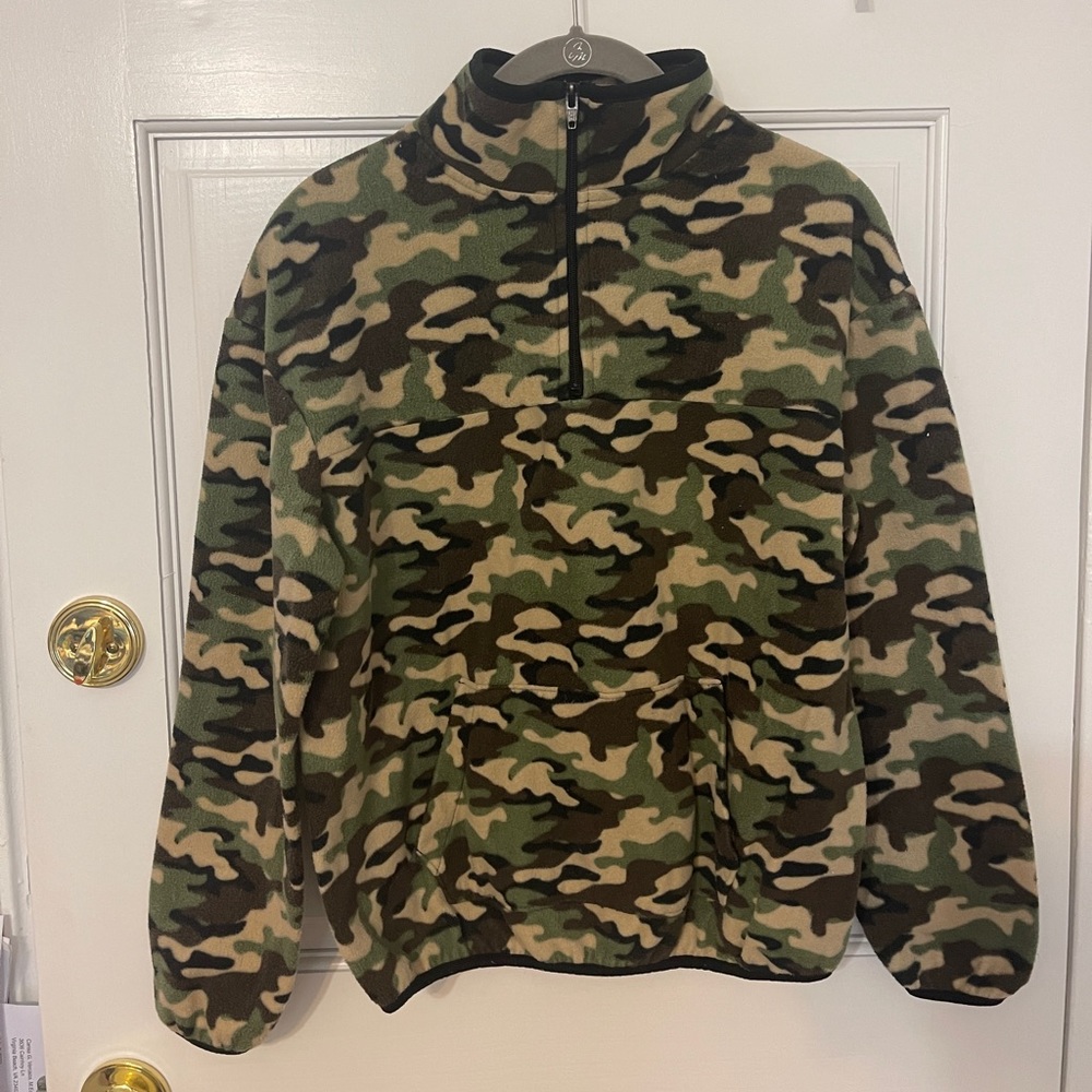 Camo Fleece 3/4 Zip Small Women EUC